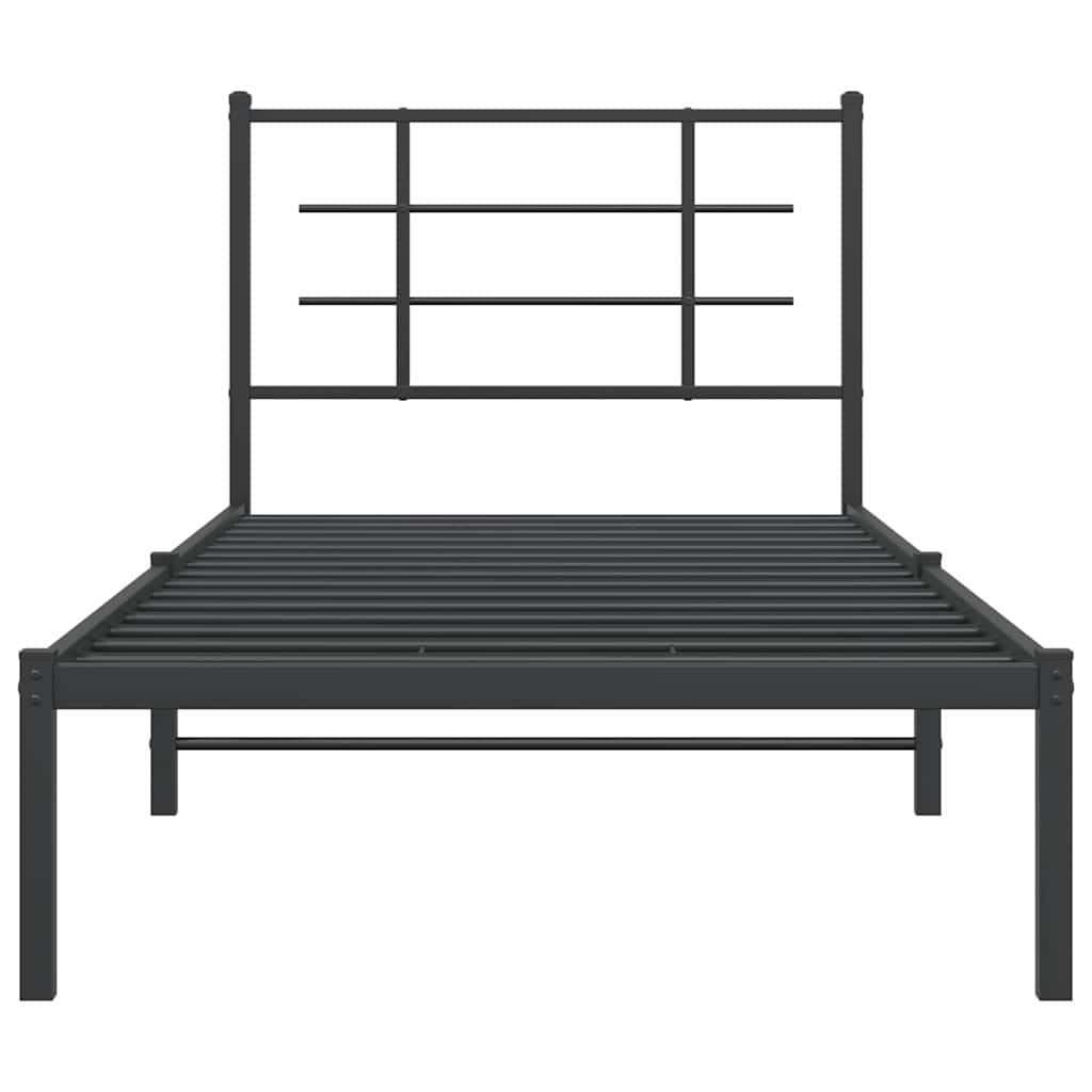 Metalni okvir za krevet s uzglavljem crni 90x200 cm
