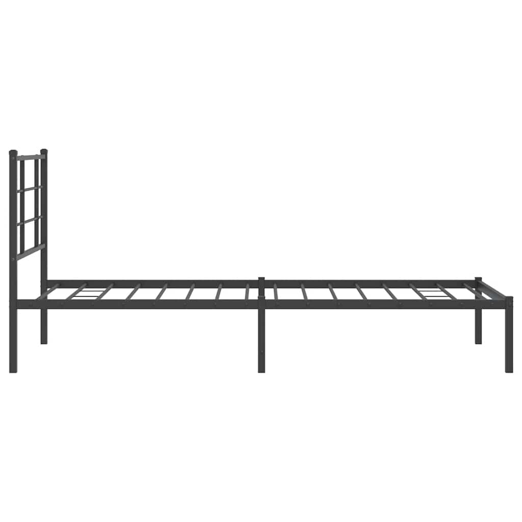 Metalni okvir za krevet s uzglavljem crni 90x200 cm
