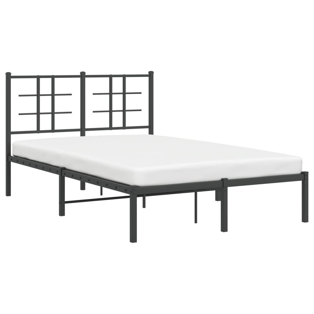 Metalni okvir za krevet s uzglavljem crni 120x190 cm