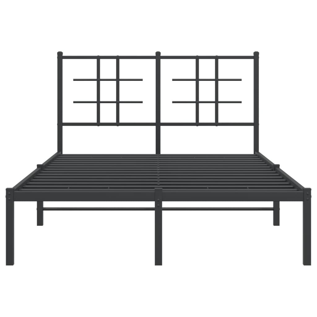 Metalni okvir za krevet s uzglavljem crni 120x190 cm