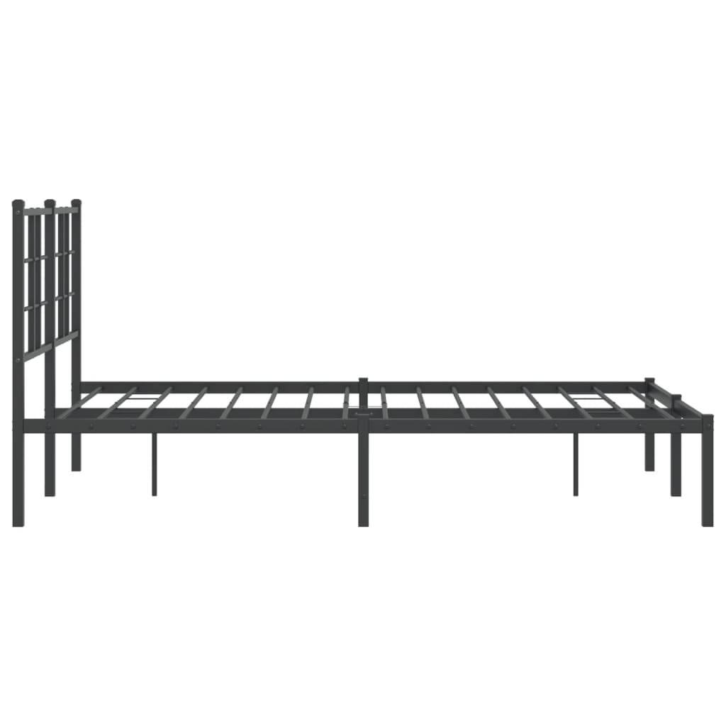 Metalni okvir za krevet s uzglavljem crni 120x190 cm