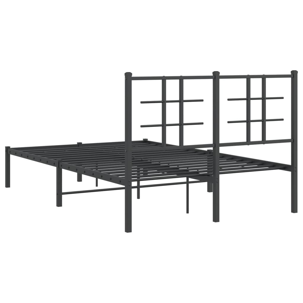 Metalni okvir za krevet s uzglavljem crni 120x190 cm