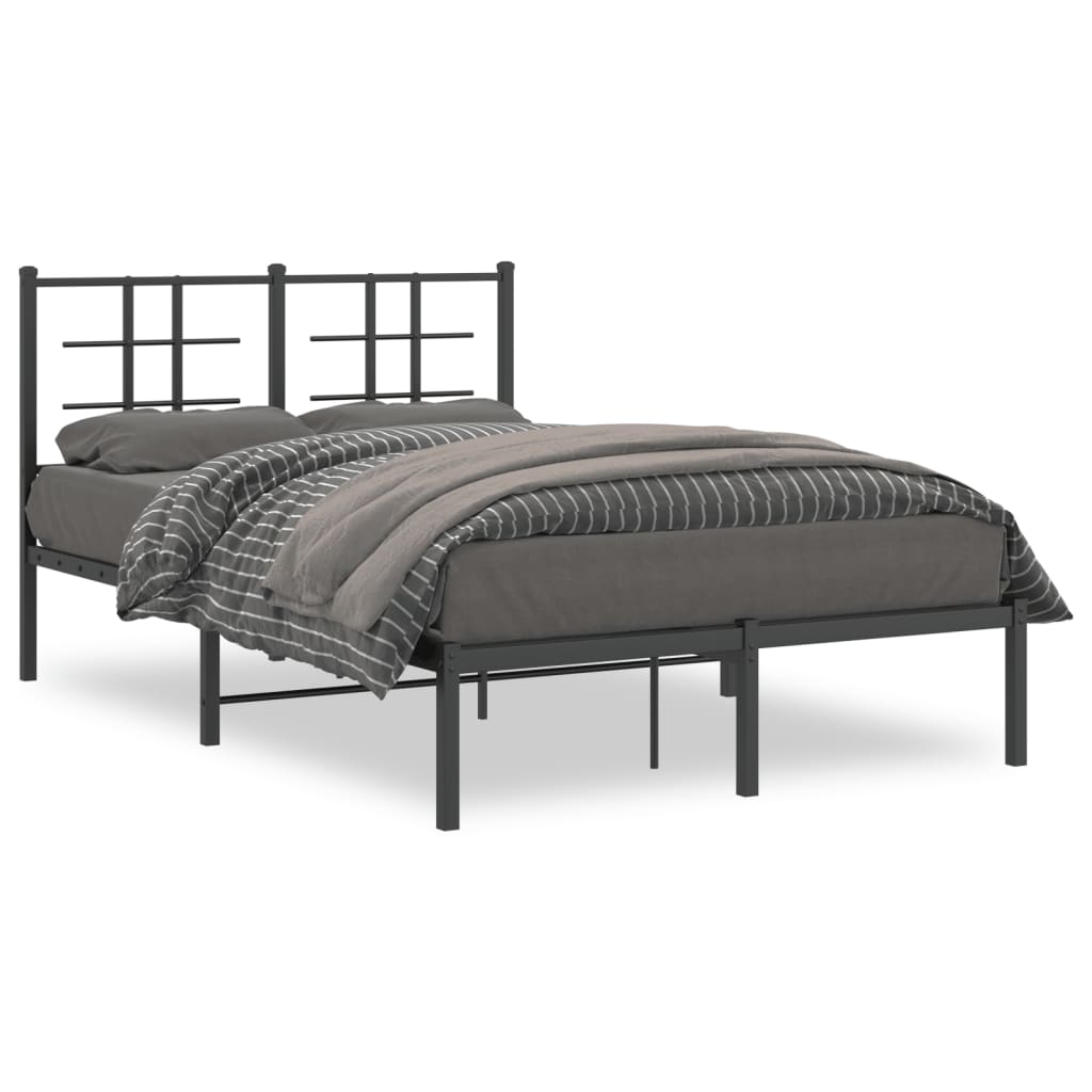 Metalni okvir za krevet s uzglavljem crni 120x200 cm