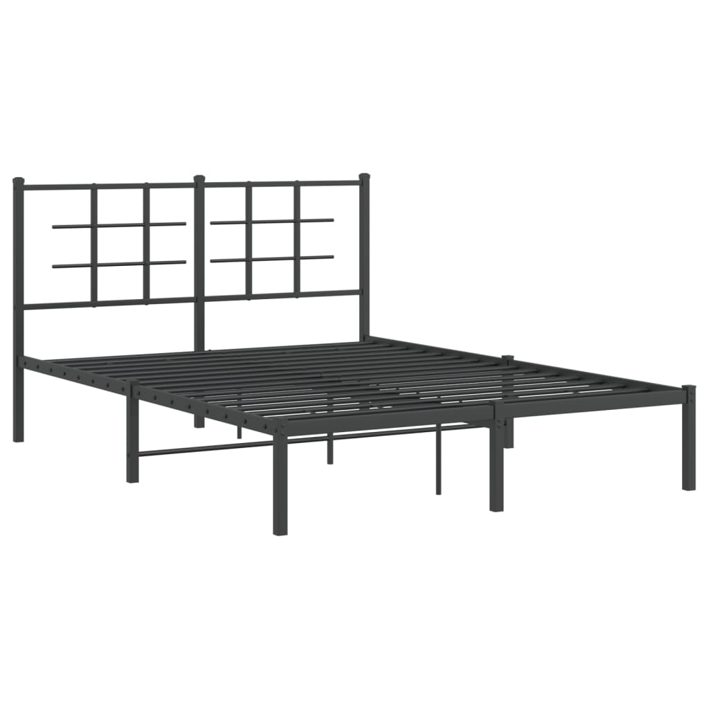 Metalni okvir za krevet s uzglavljem crni 140x200 cm
