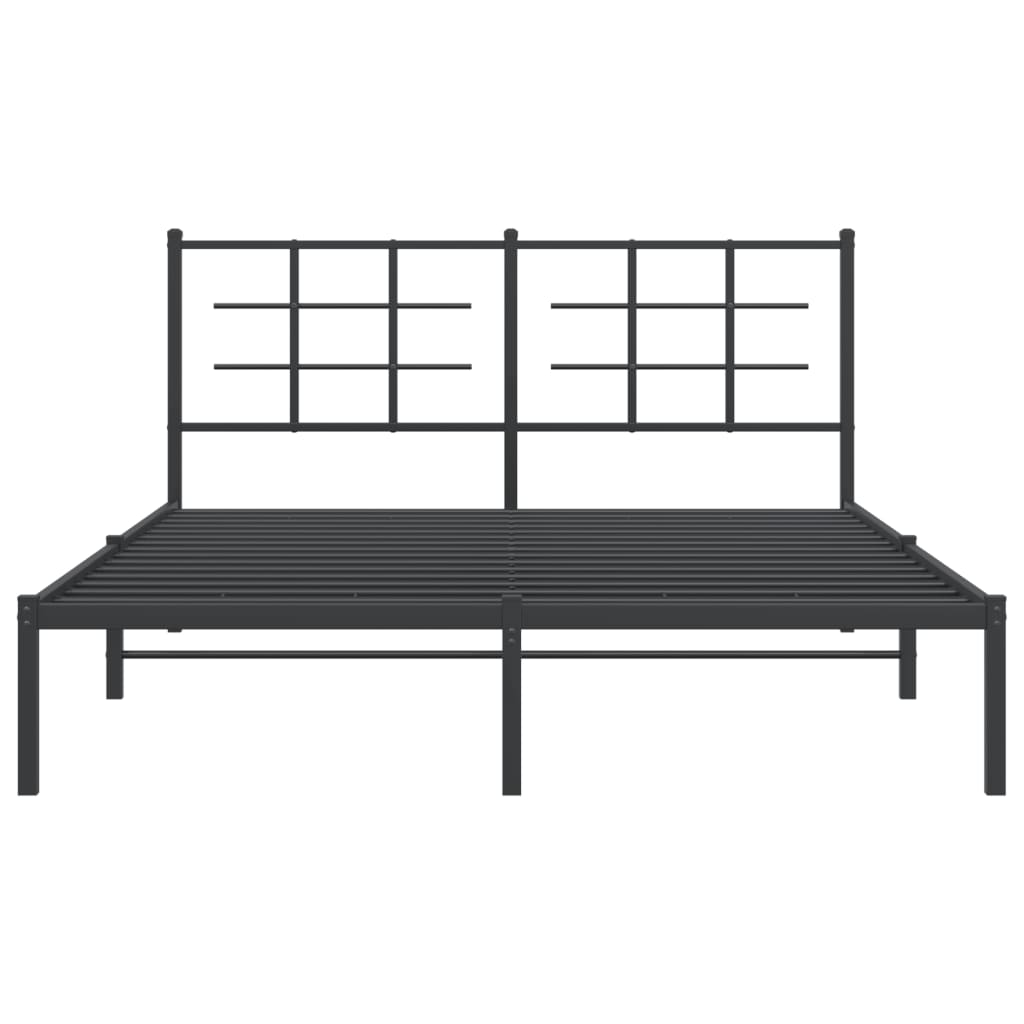 Metalni okvir za krevet s uzglavljem crni 150x200 cm