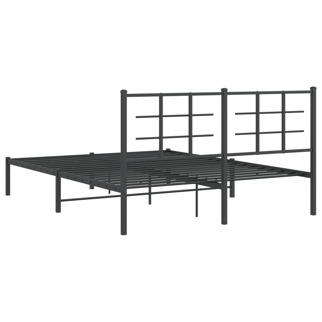 Metalni okvir za krevet s uzglavljem crni 150x200 cm