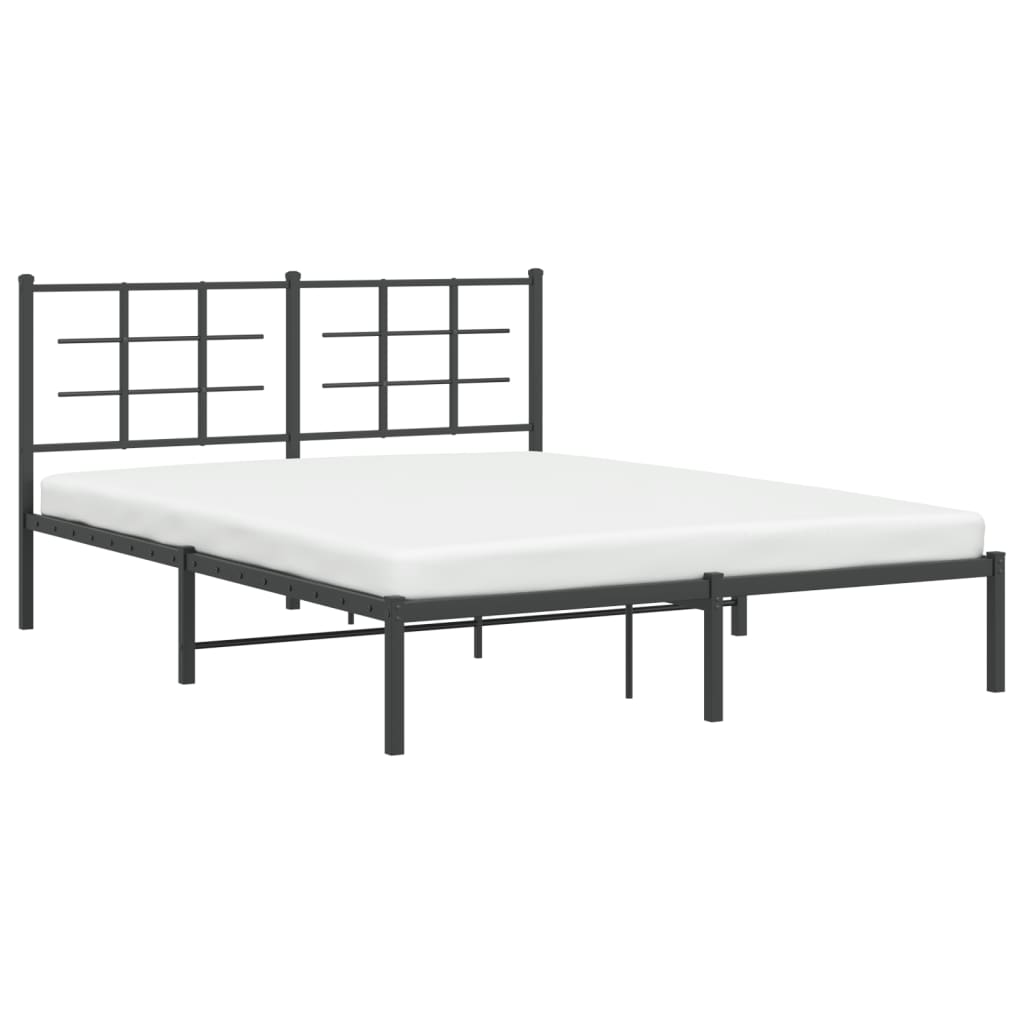 Metalni okvir za krevet s uzglavljem crni 160x200 cm
