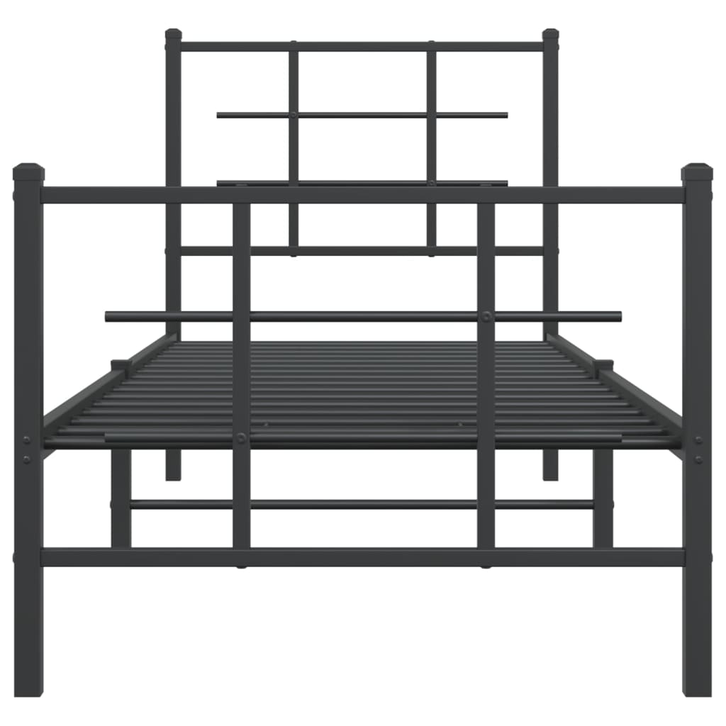 Metalni okvir kreveta uzglavlje i podnožje crni 75x190 cm