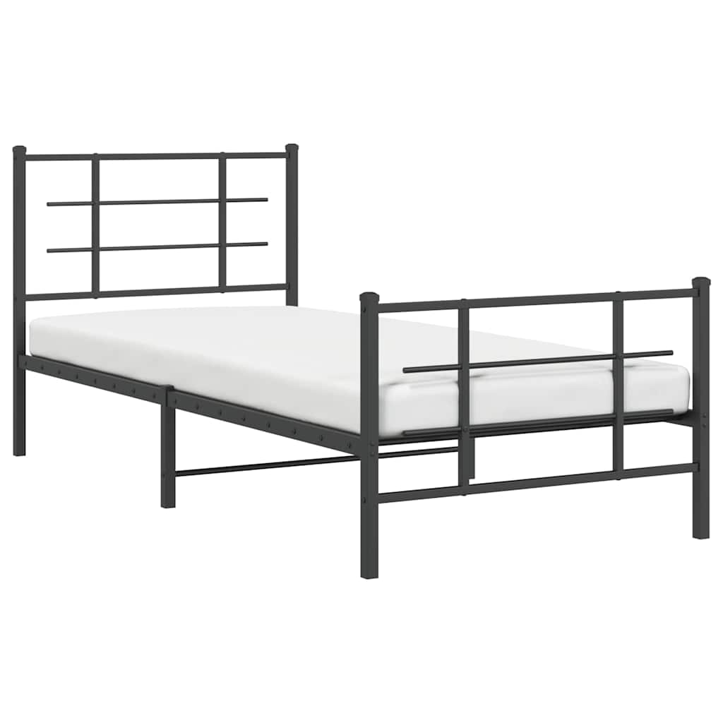 Metalni okvir kreveta uzglavlje i podnožje crni 90 x 200 cm