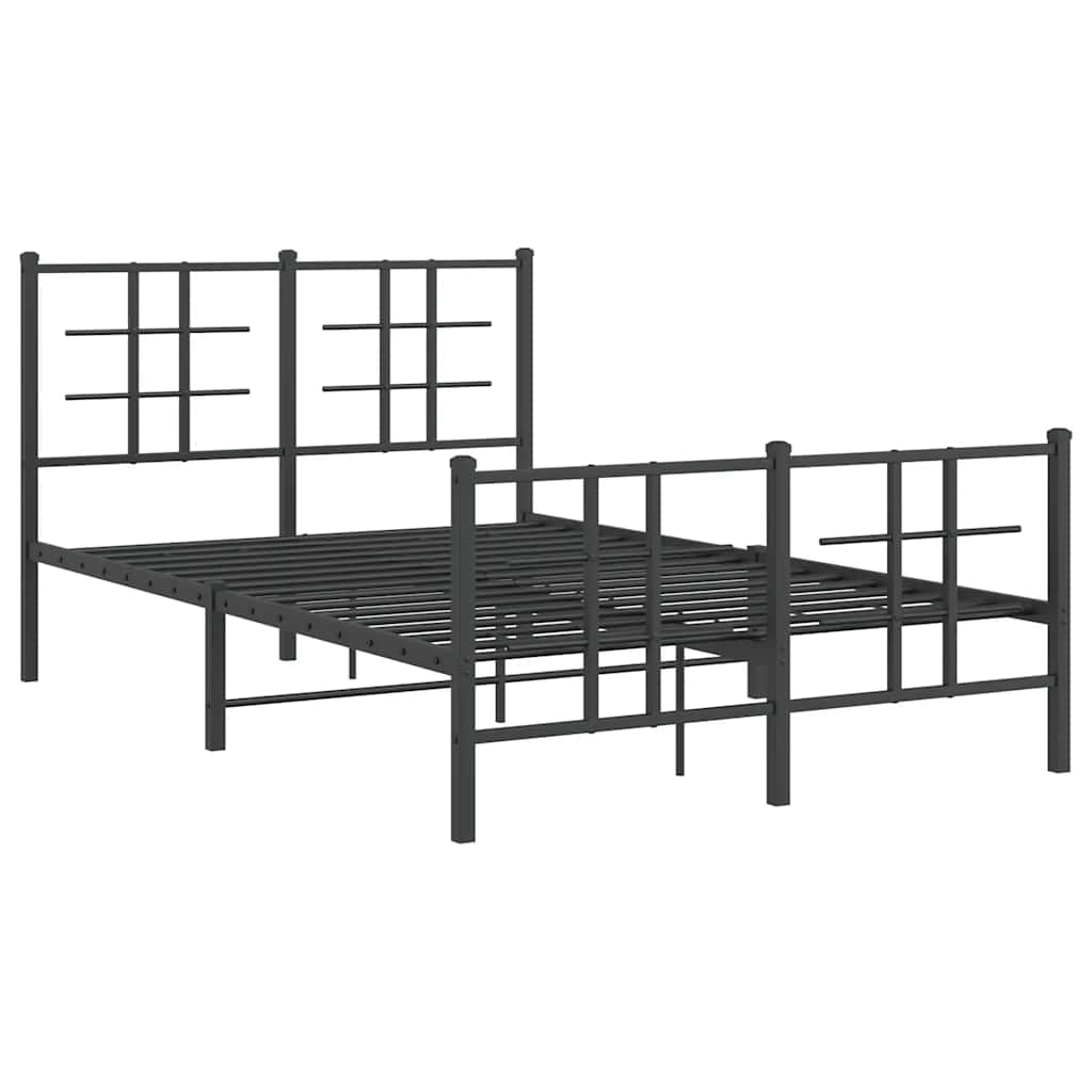 Metalni okvir kreveta uzglavlje i podnožje crni 120x200 cm