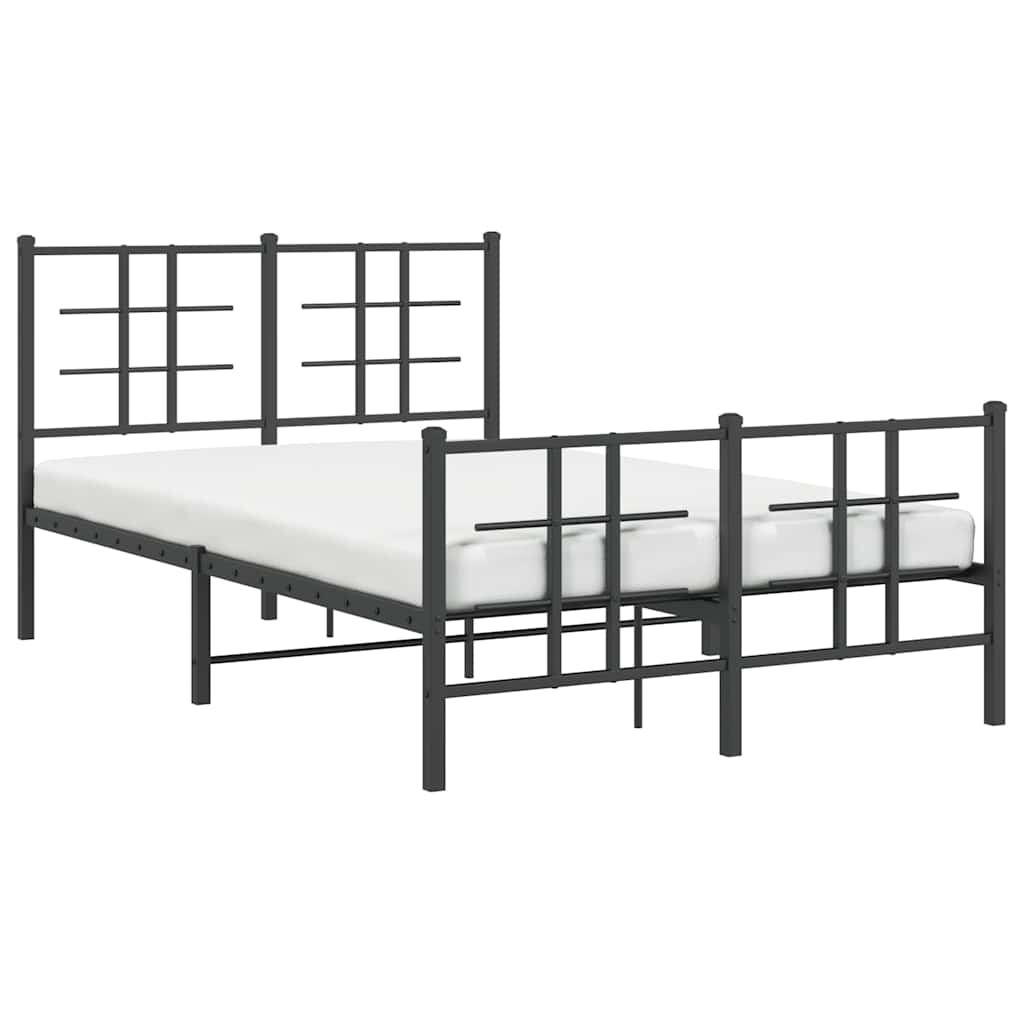Metalni okvir kreveta uzglavlje i podnožje crni 120x200 cm