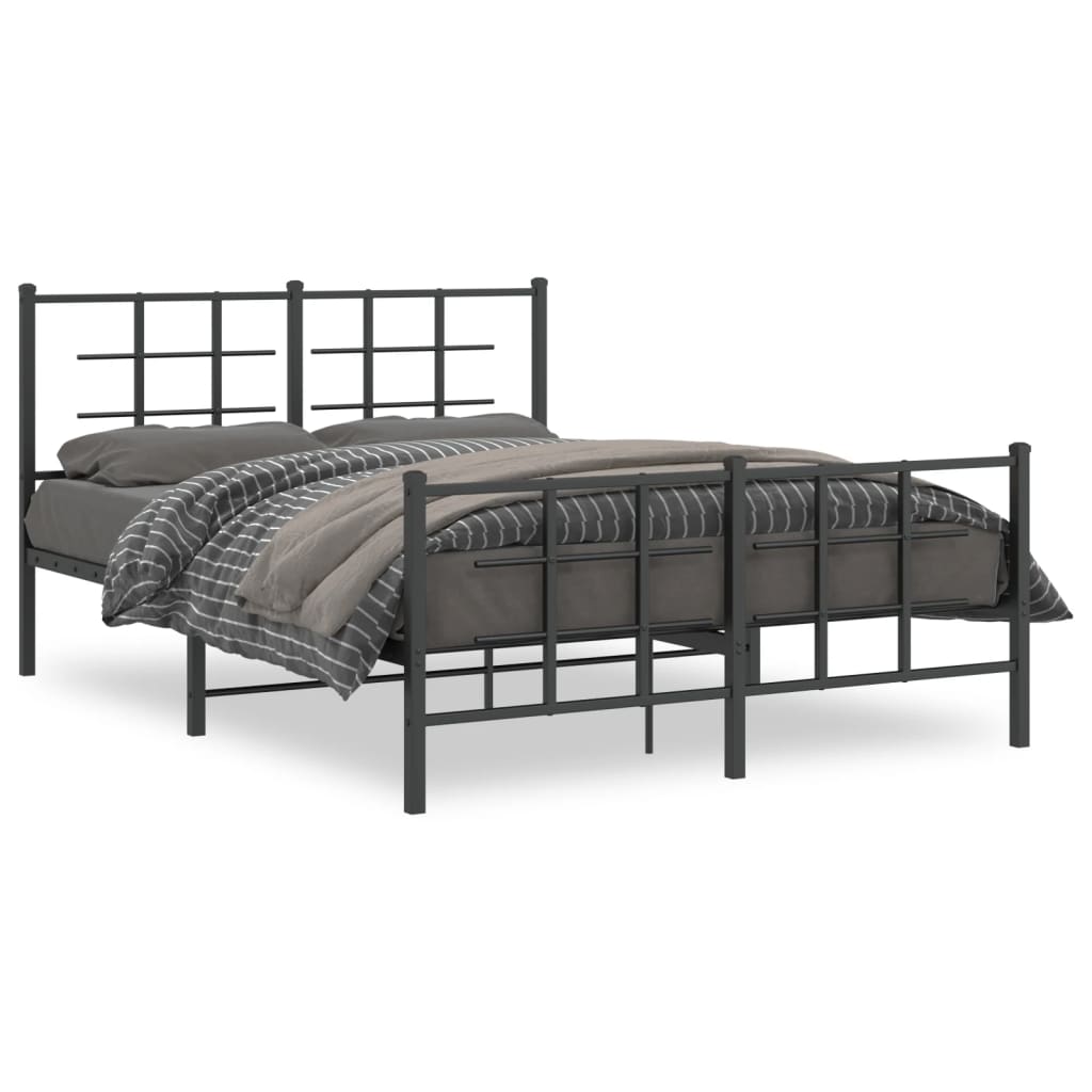 Metalni okvir kreveta uzglavlje i podnožje crni 135x190 cm