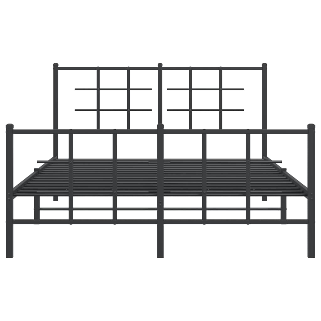 Metalni okvir kreveta uzglavlje i podnožje crni 135x190 cm