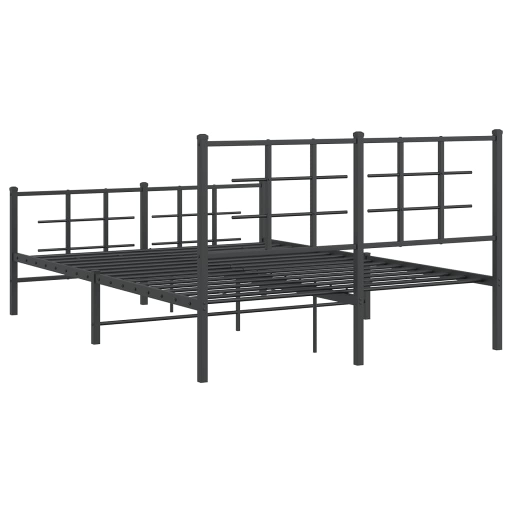 Metalni okvir kreveta uzglavlje i podnožje crni 135x190 cm