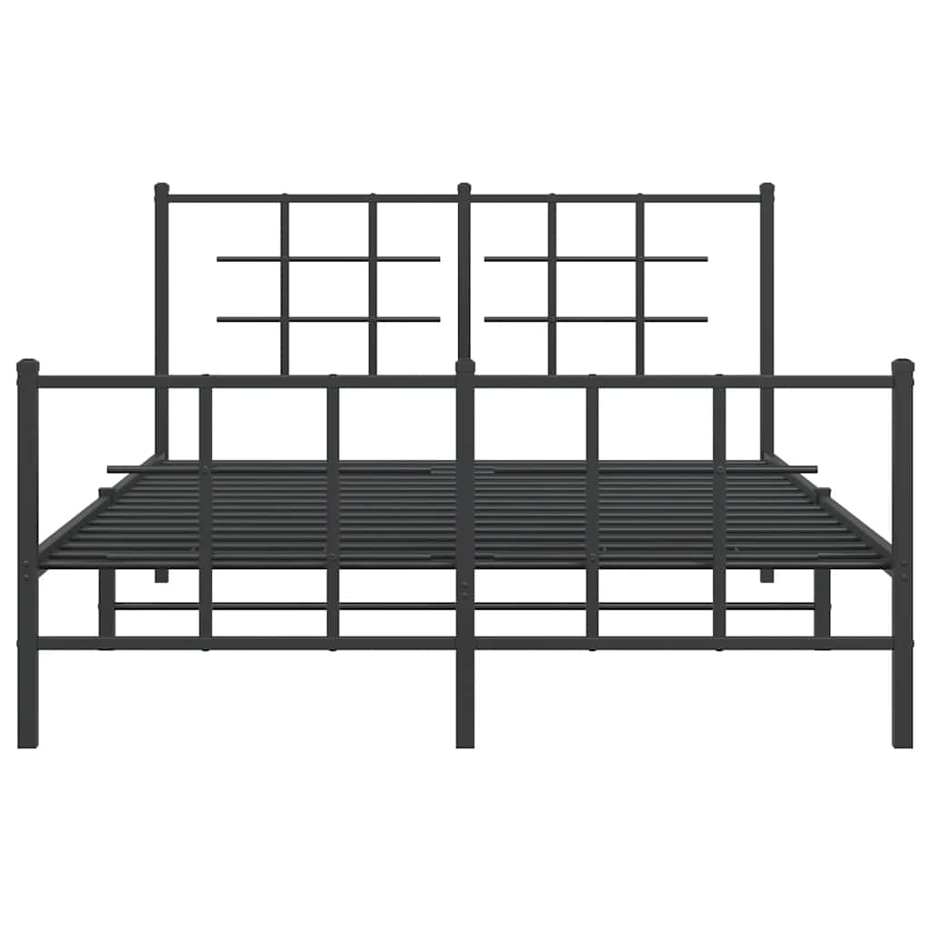 Metalni okvir kreveta uzglavlje i podnožje crni 140x190 cm