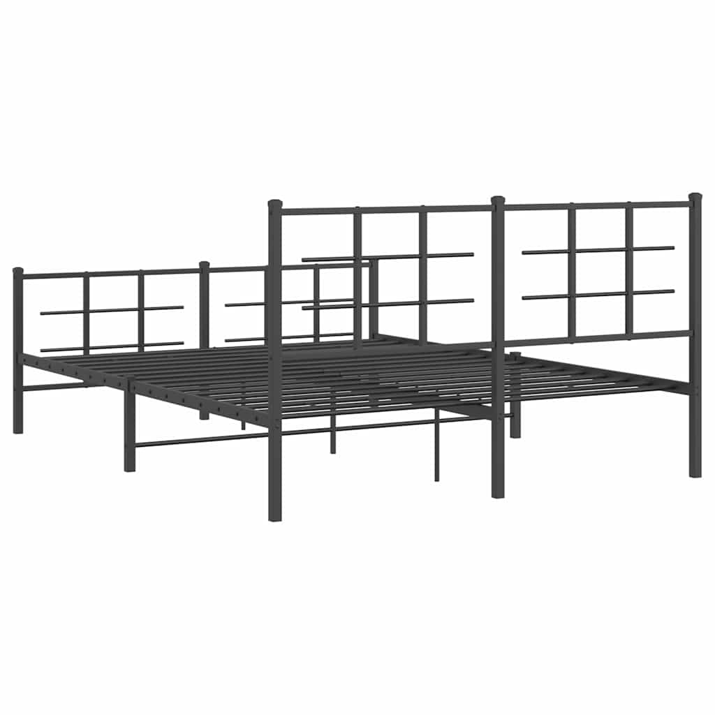 Metalni okvir kreveta uzglavlje i podnožje crni 150x200 cm