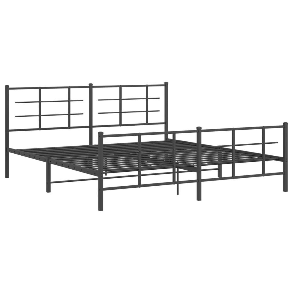 Metalni okvir kreveta uzglavlje i podnožje crni 183x213 cm