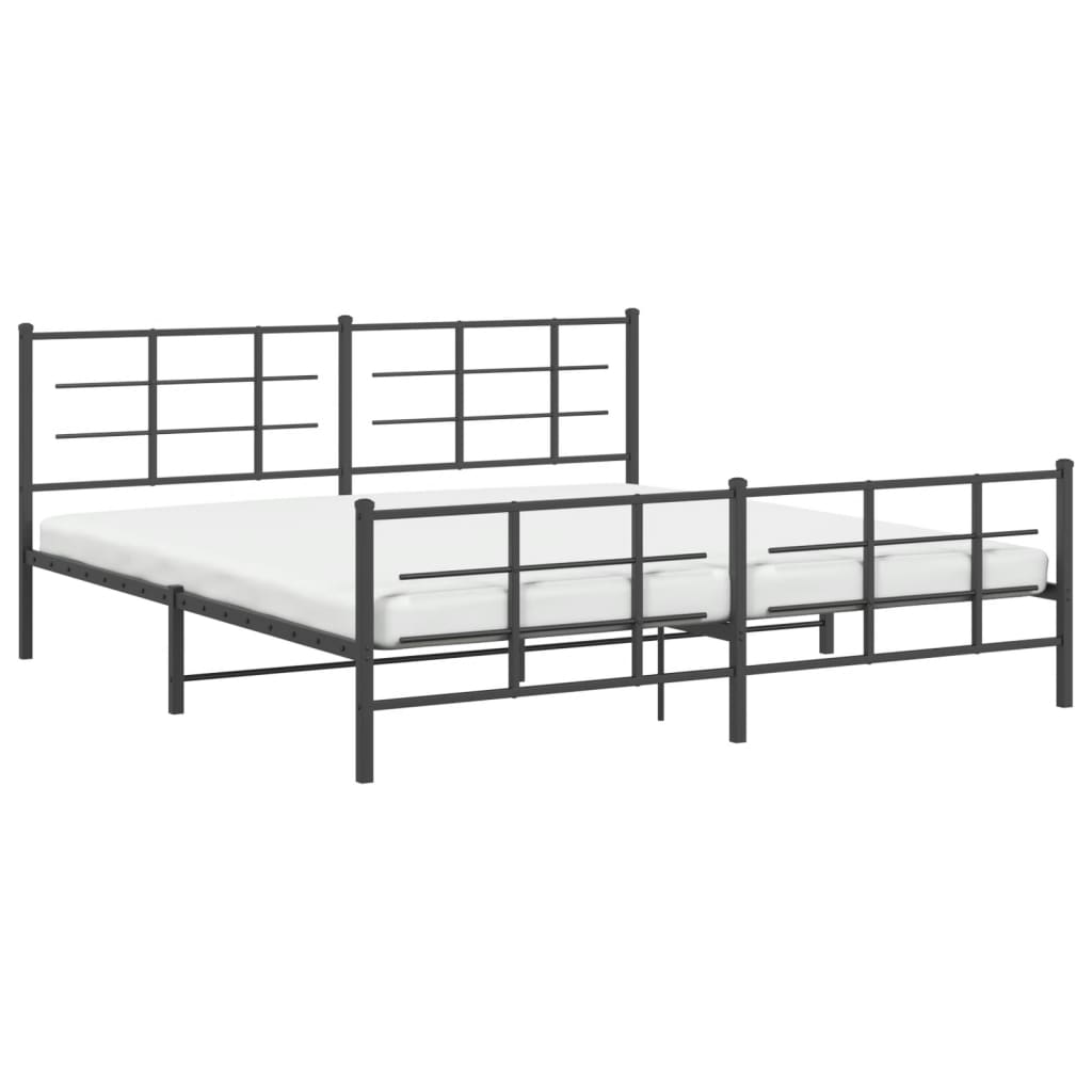 Metalni okvir kreveta uzglavlje i podnožje crni 193x203 cm