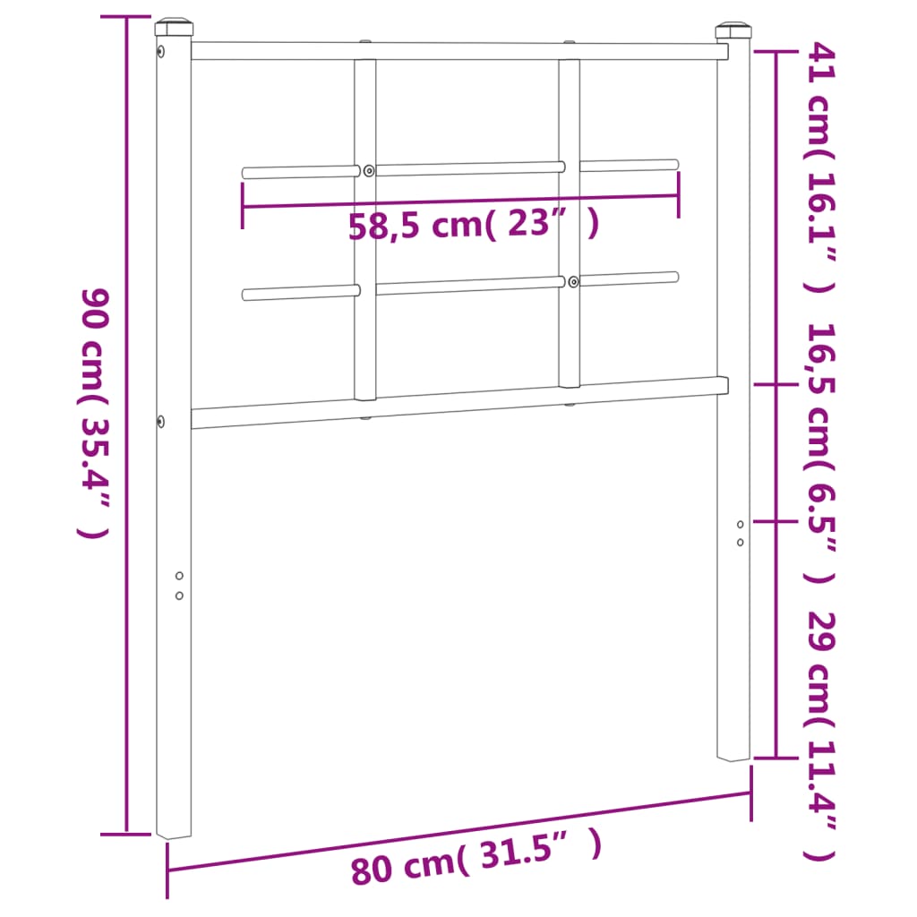 Metalno zamjensko uzglavlje crno 75 cm