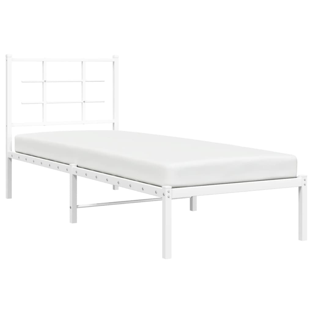 Metalni okvir krevet bez madraca s uzglavljem bijeli 75x190 cm