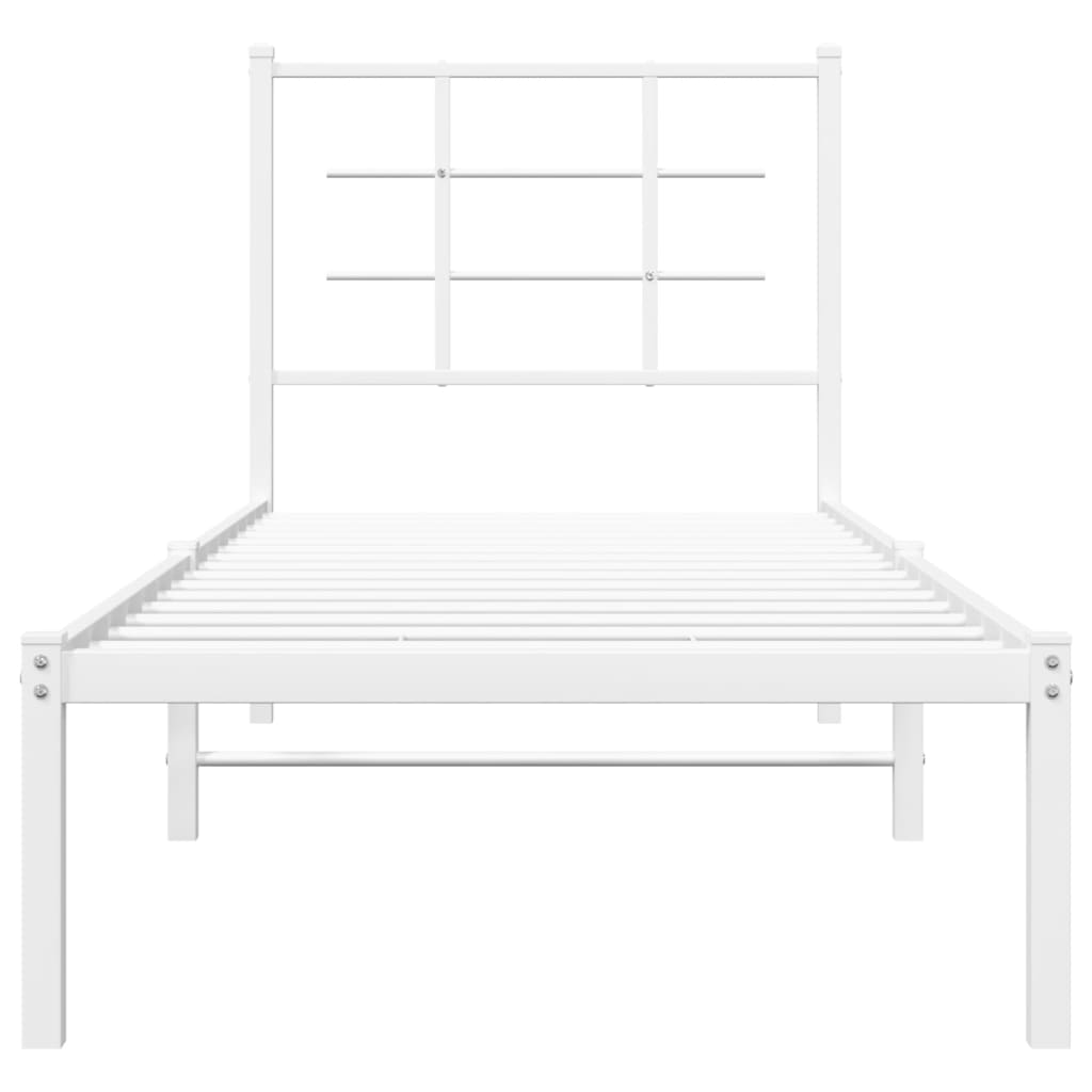 Metalni okvir krevet bez madraca s uzglavljem bijeli 75x190 cm
