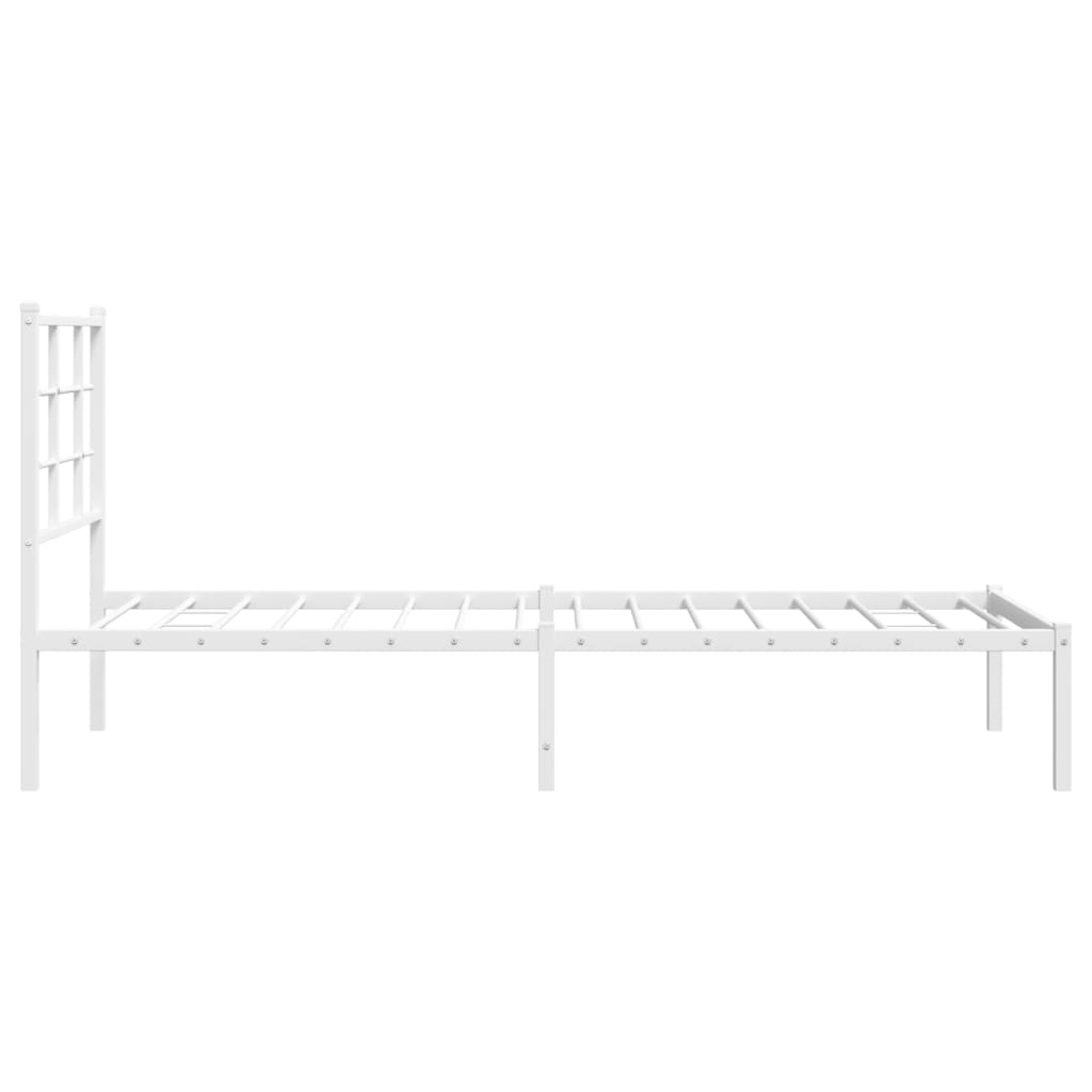Metalni okvir krevet bez madraca s uzglavljem bijeli 75x190 cm