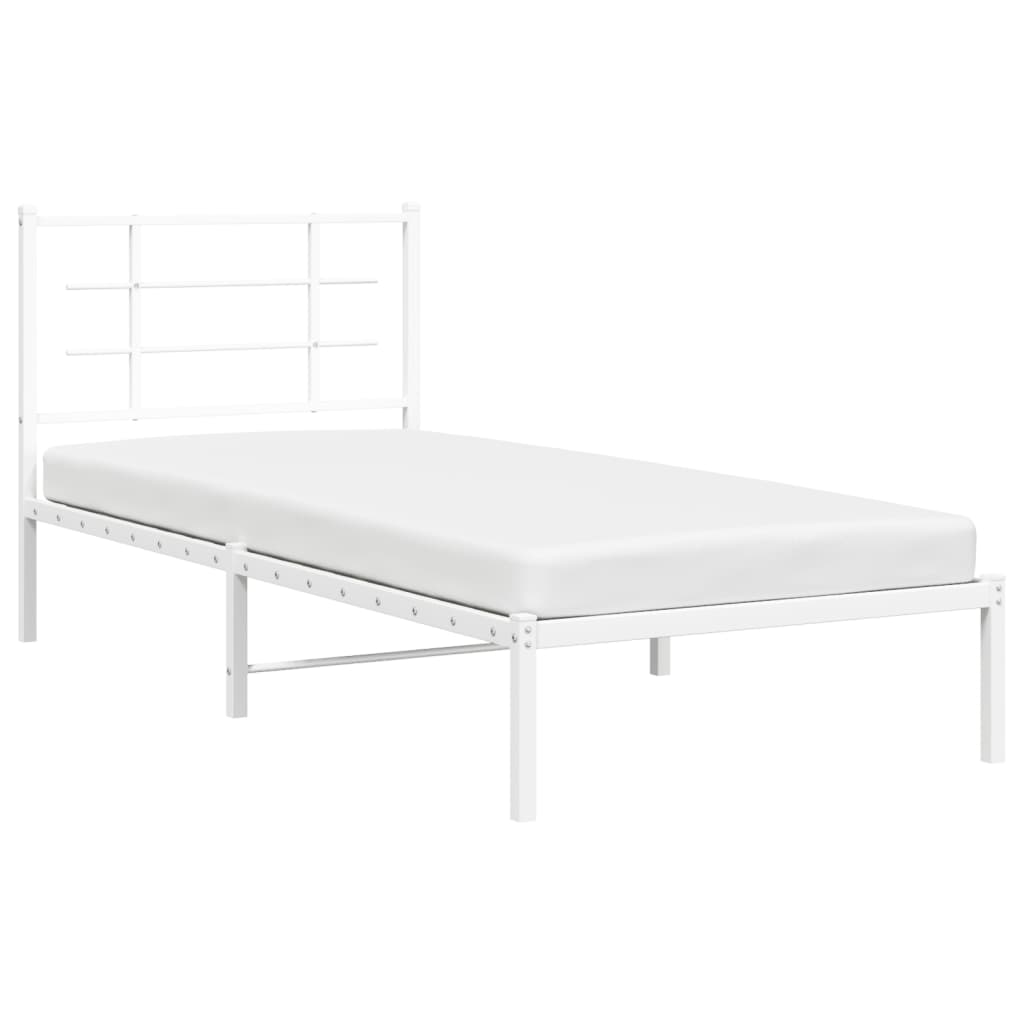 Metalni okvir za krevet s uzglavljem bijeli 90 x 190 cm