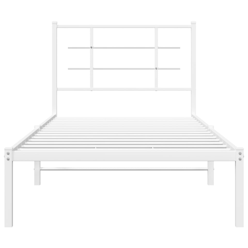 Metalni okvir za krevet s uzglavljem bijeli 90 x 190 cm