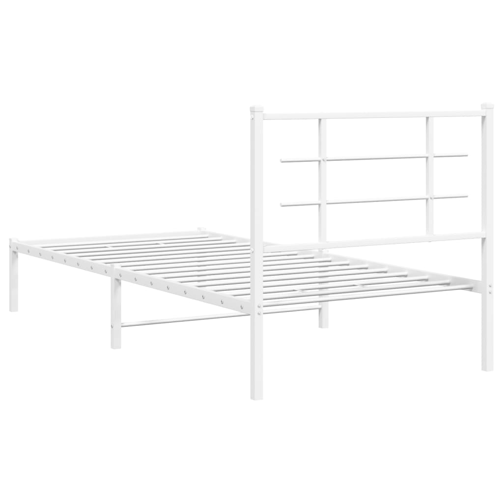 Metalni okvir za krevet s uzglavljem bijeli 90x200 cm