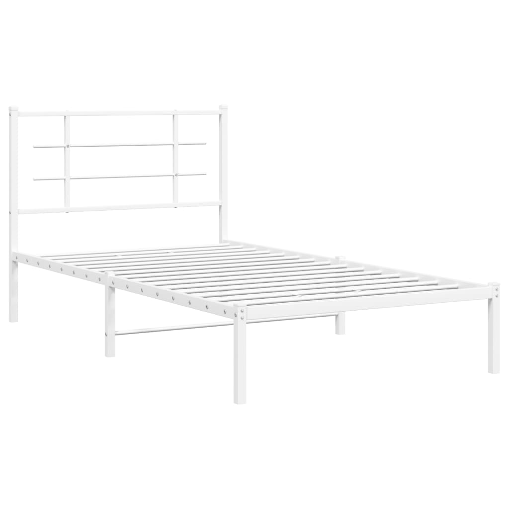 Metalni okvir za krevet s uzglavljem bijeli 100x190 cm
