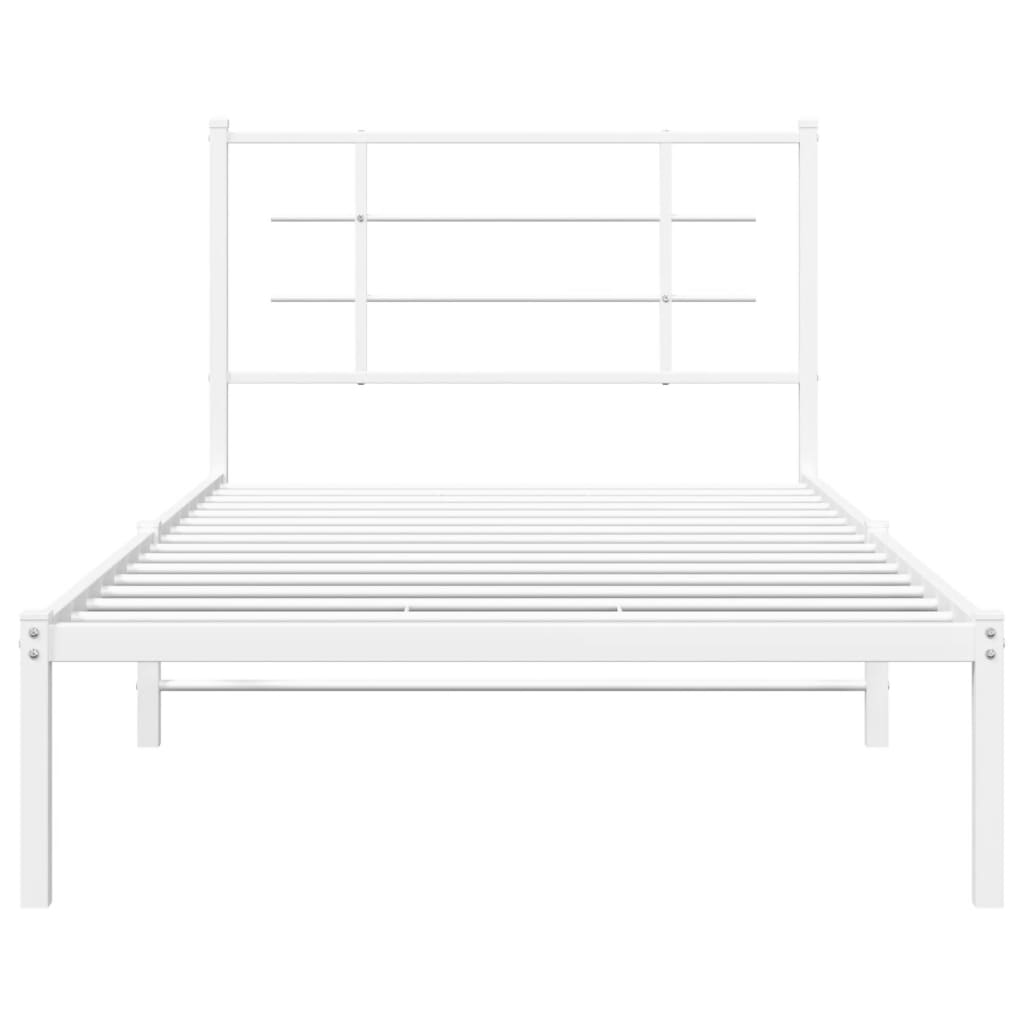 Metalni okvir za krevet s uzglavljem bijeli 100x190 cm
