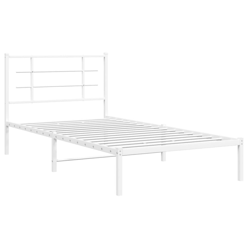 Metalni okvir za krevet s uzglavljem bijeli 100x200 cm