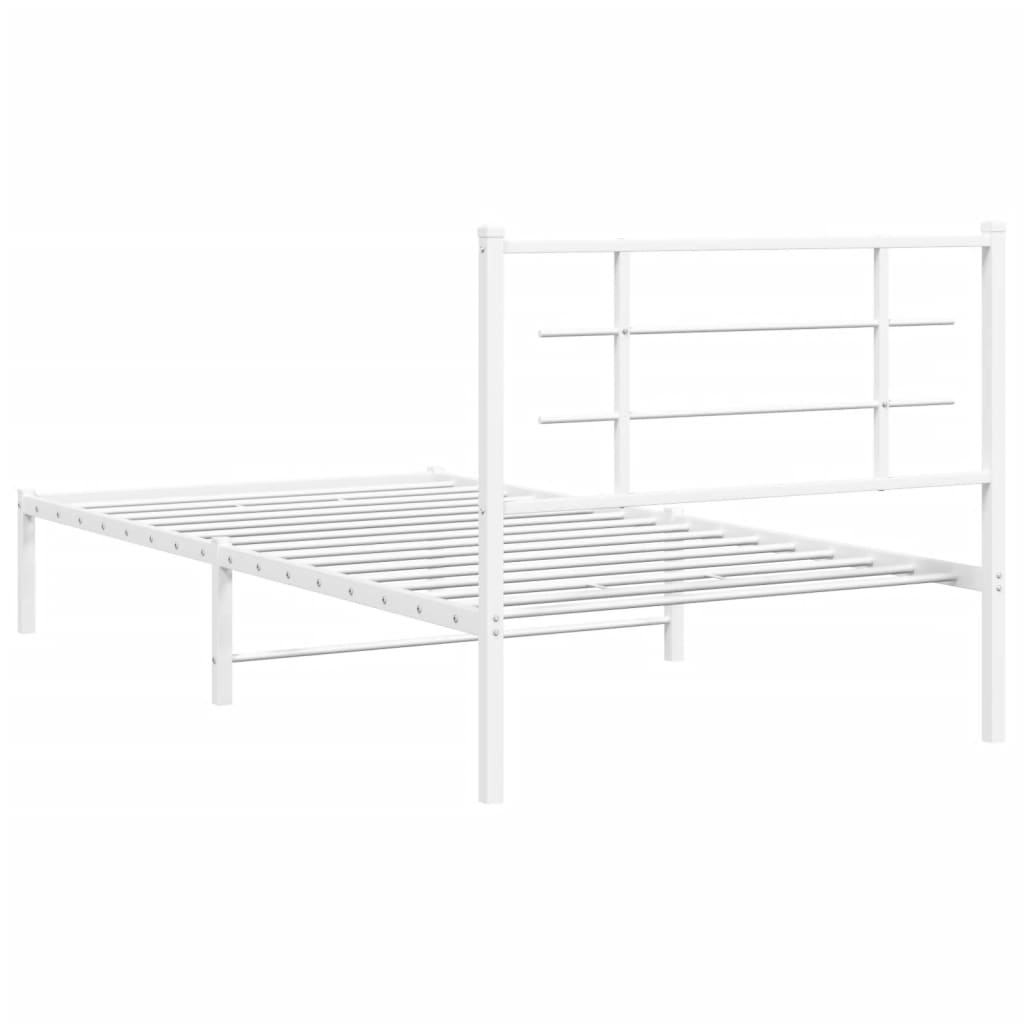 Metalni okvir za krevet s uzglavljem bijeli 100x200 cm