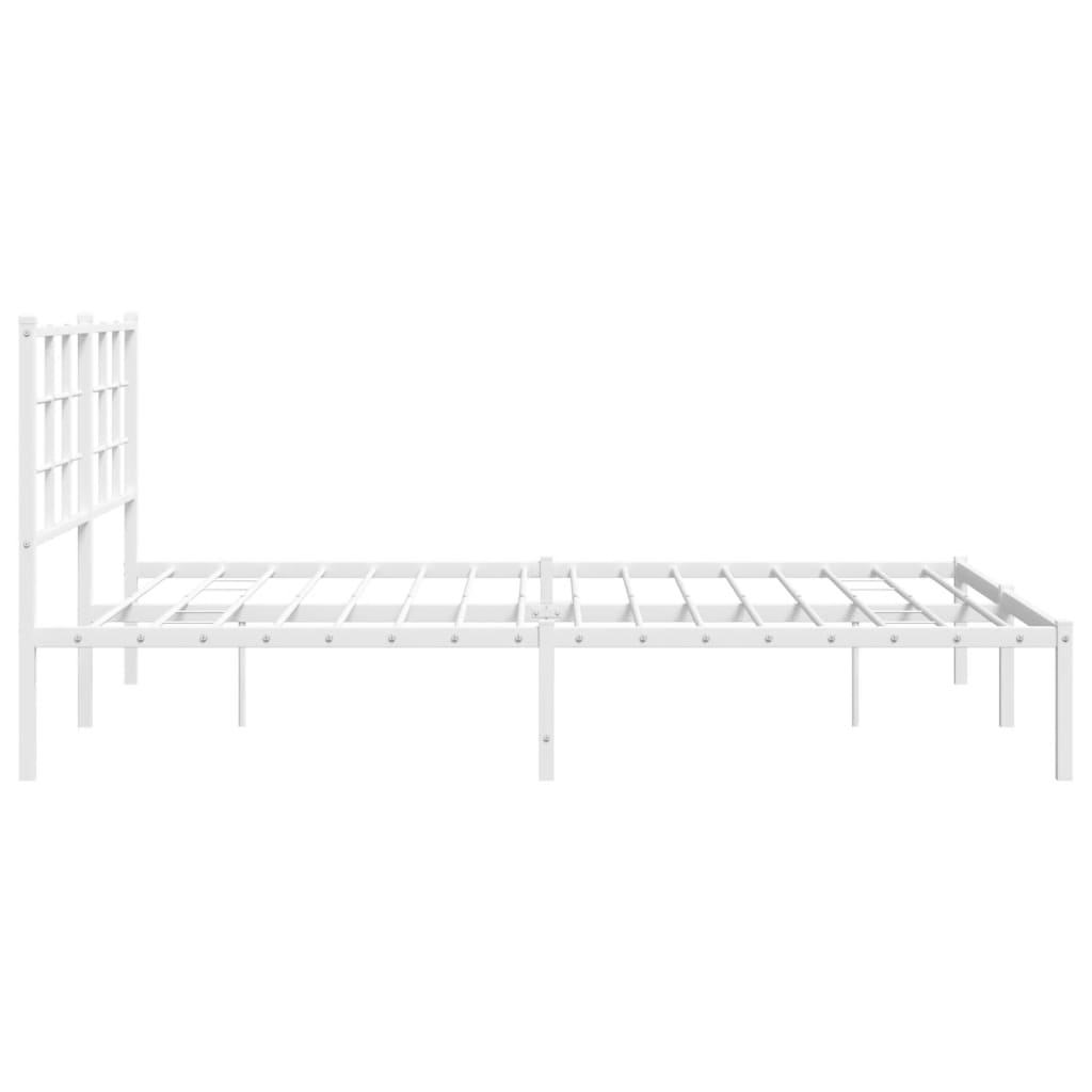 Metalni okvir za krevet s uzglavljem bijeli 150x200 cm