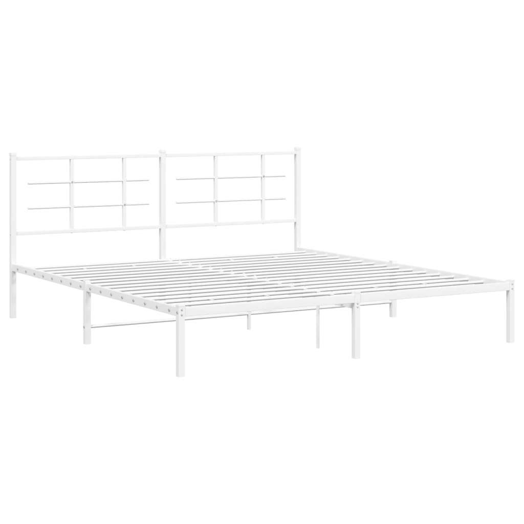 Metalni okvir za krevet s uzglavljem bijeli 180x200 cm