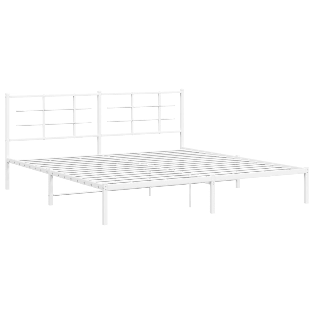 Metalni okvir za krevet s uzglavljem bijeli 193x203 cm
