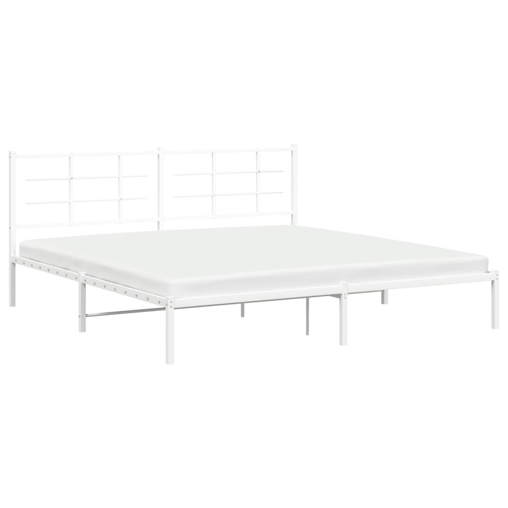 Metalni okvir za krevet s uzglavljem bijeli 193x203 cm