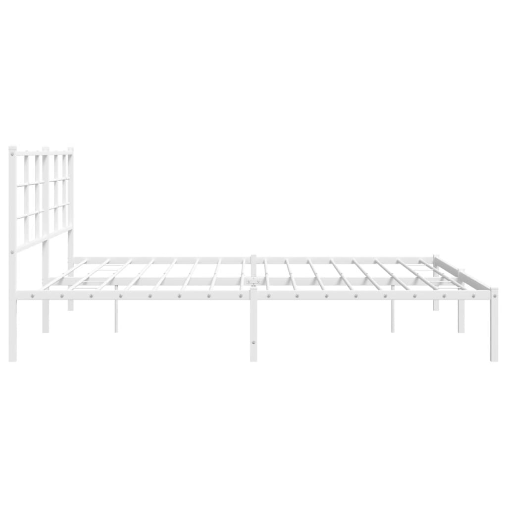 Metalni okvir za krevet s uzglavljem bijeli 200x200 cm