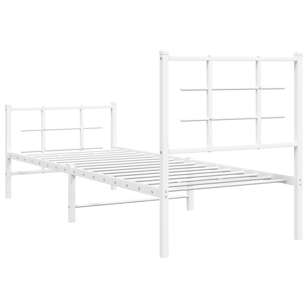 Metalni okvir kreveta uzglavlje i podnožje bijeli 75x190 cm