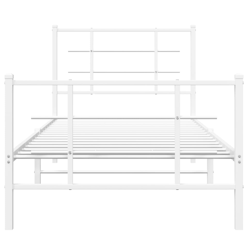 Metalni okvir kreveta uzglavlje i podnožje bijeli 90x190 cm