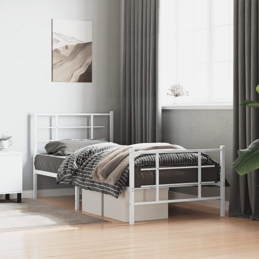 Metalni okvir kreveta uzglavlje i podnožje bijeli 90x190 cm