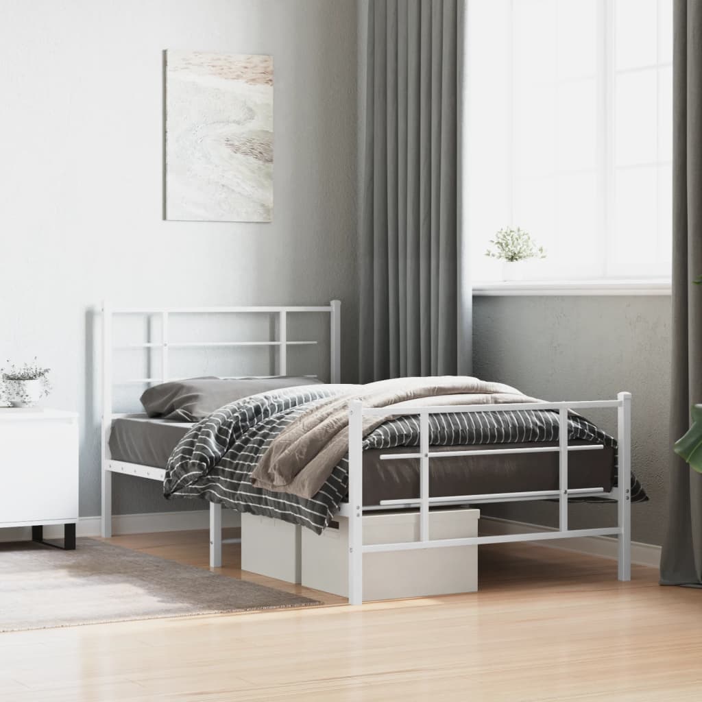 Metalni okvir kreveta uzglavlje i podnožje bijeli 100x200 cm