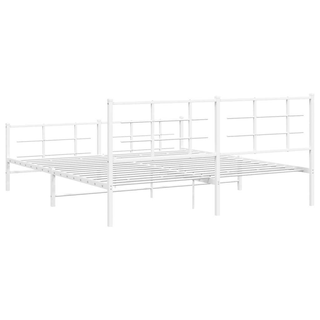 Metalni okvir kreveta uzglavlje i podnožje bijeli 183x213 cm