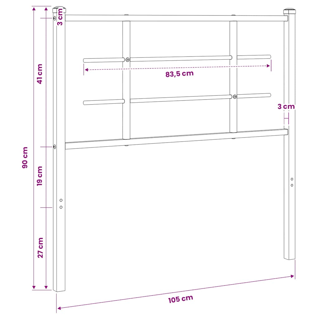 Metalno zamjensko uzglavlje bijelo 100 cm