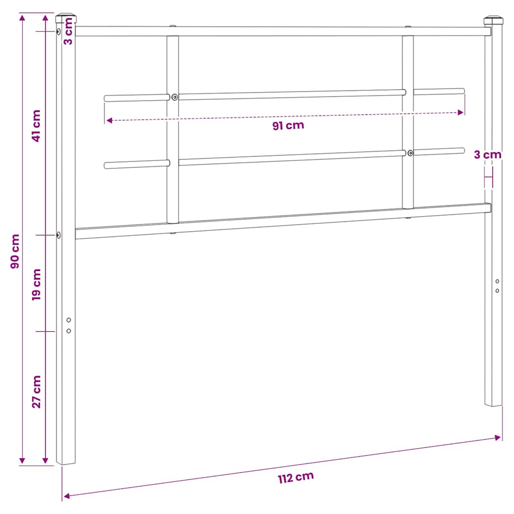 Metalno zamjensko uzglavlje bijelo 107 cm