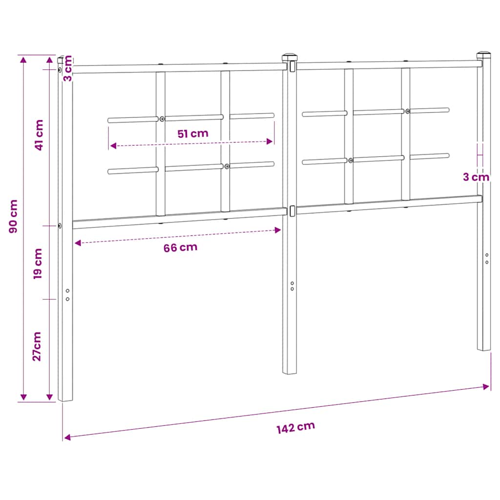 Metalno zamjensko uzglavlje bijelo 135 cm