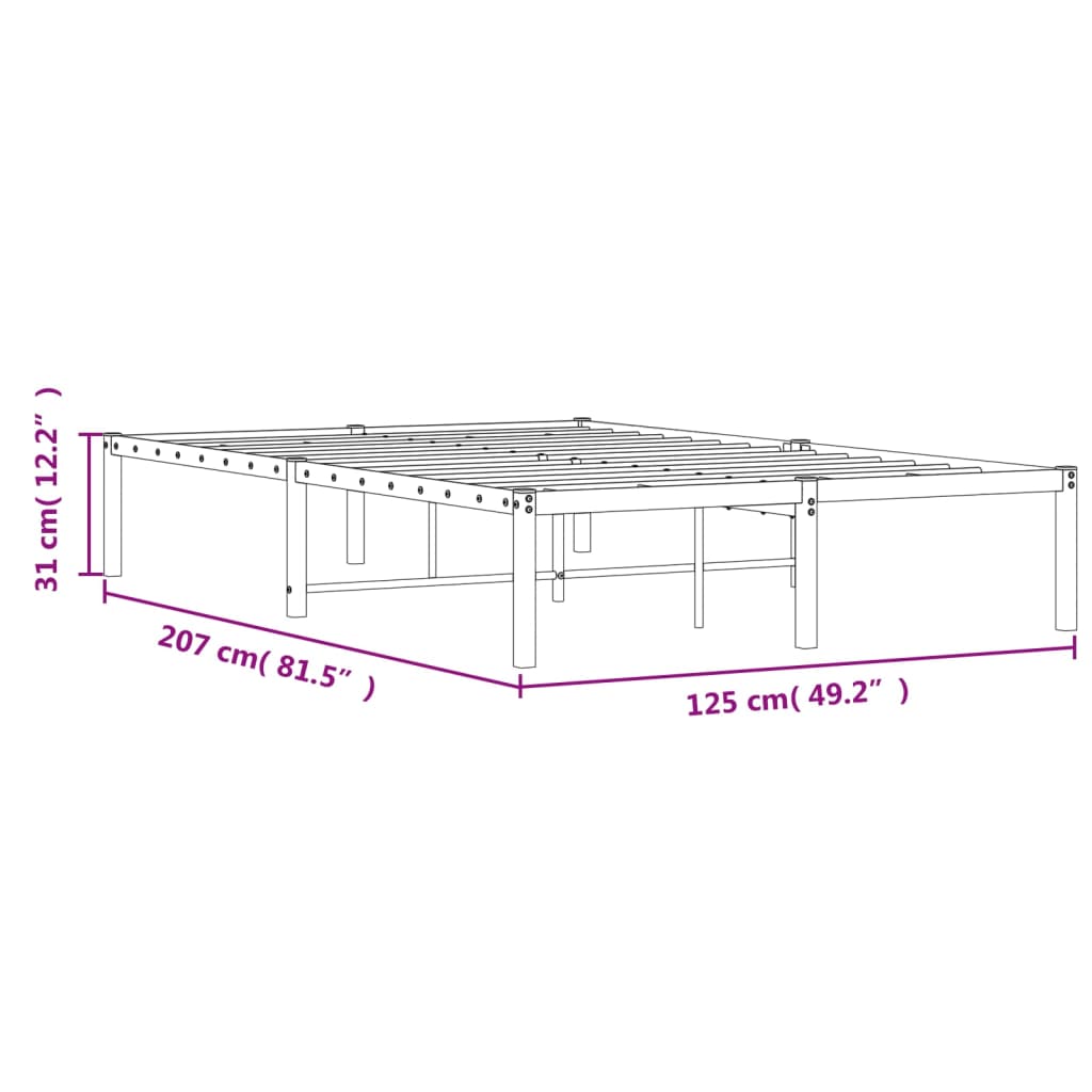 Metalni okvir za krevet crni 120x200 cm