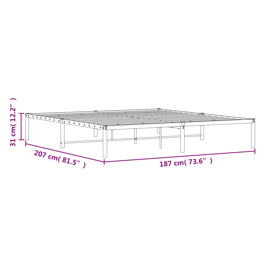 Metalni okvir za krevet crni 180x200 cm