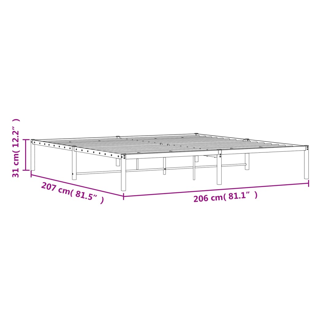 Metalni okvir za krevet crni 200x200 cm