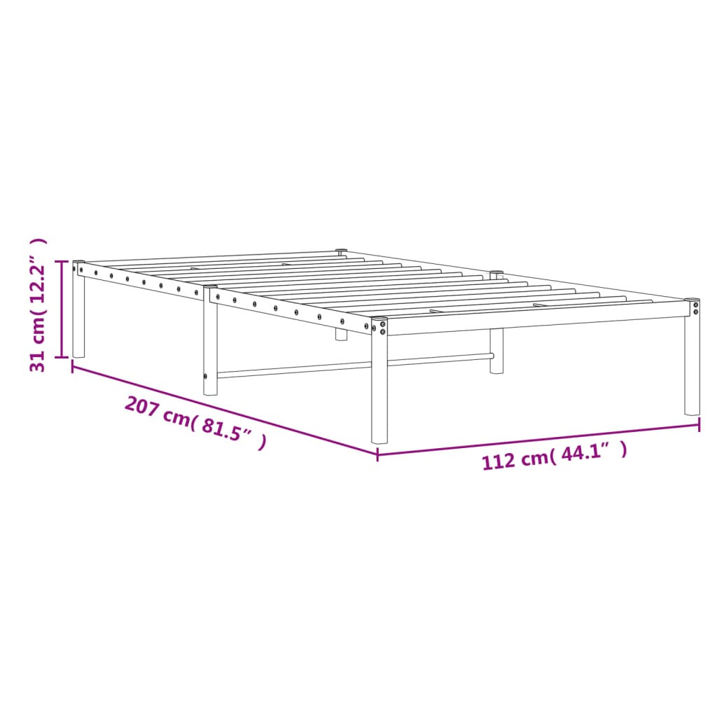 Metalni okvir za krevet bijeli 107x203 cm